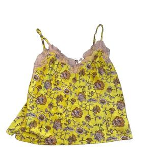 Victoria's Secret Floral Print Lace Cami Tank Top Camisole Sz M Yellow Pre Owned